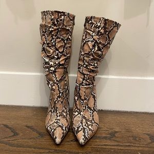 Snake skin high boots